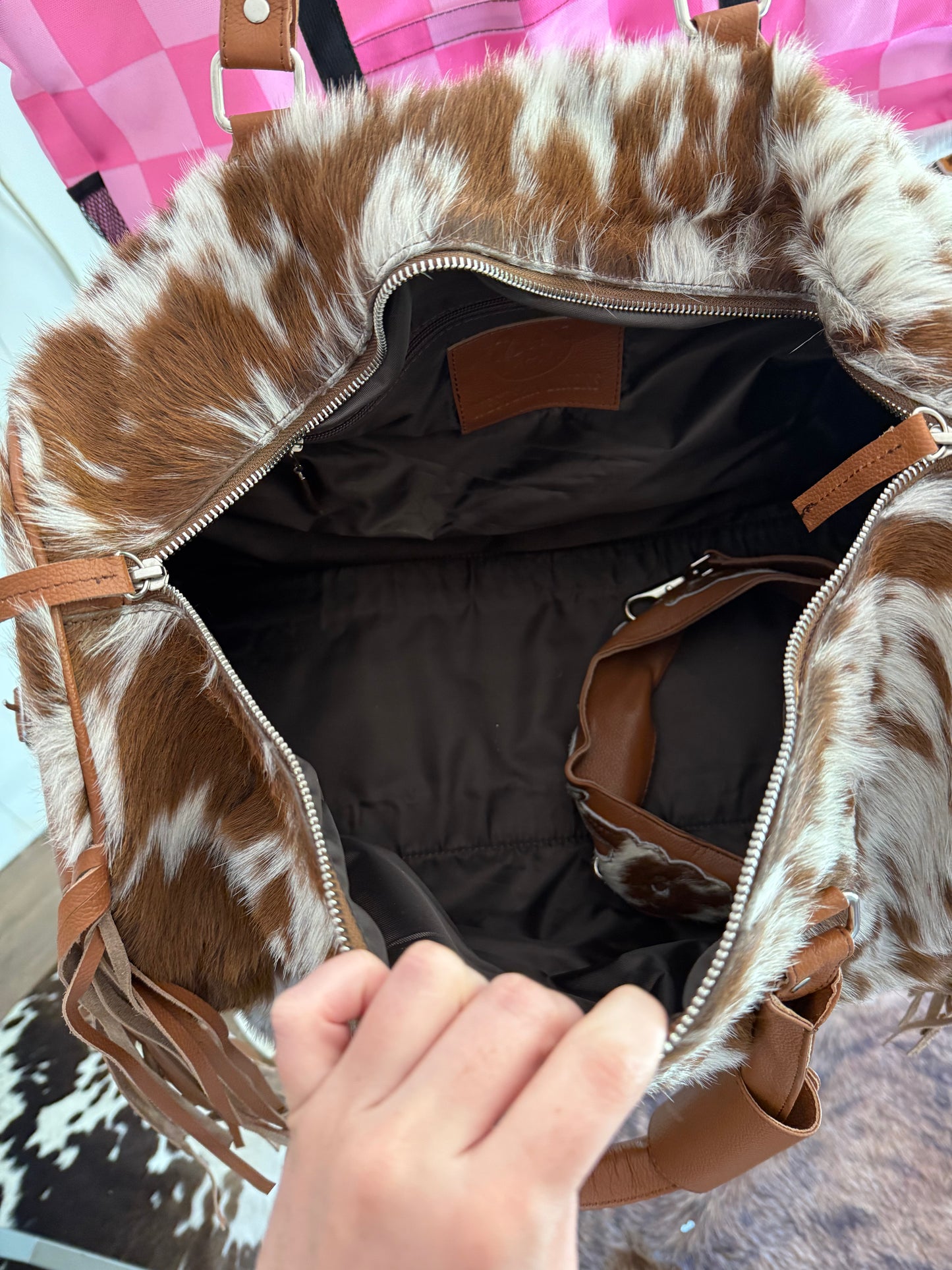 Cowhide Fringe Weekend Duffle