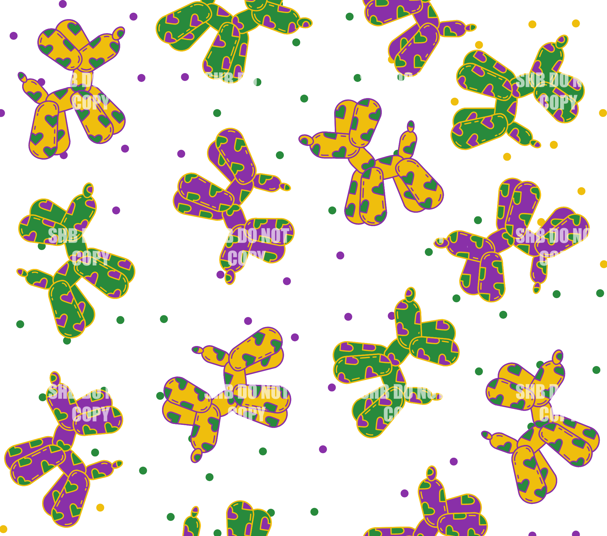 **DIGITAL DOWNLOAD** Mardi Gras Balloon Dog Seamless