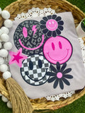 Pink & Black Smiley Tee (DTF)