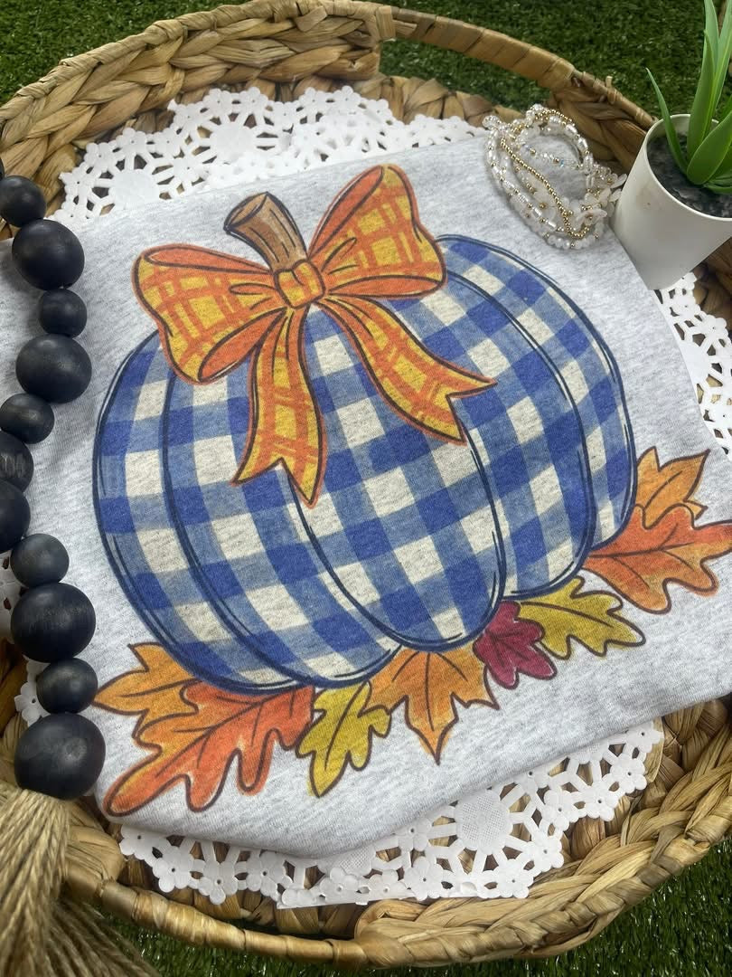 Blue Buffalo Plaid Pumpkin (Gildan Tee)