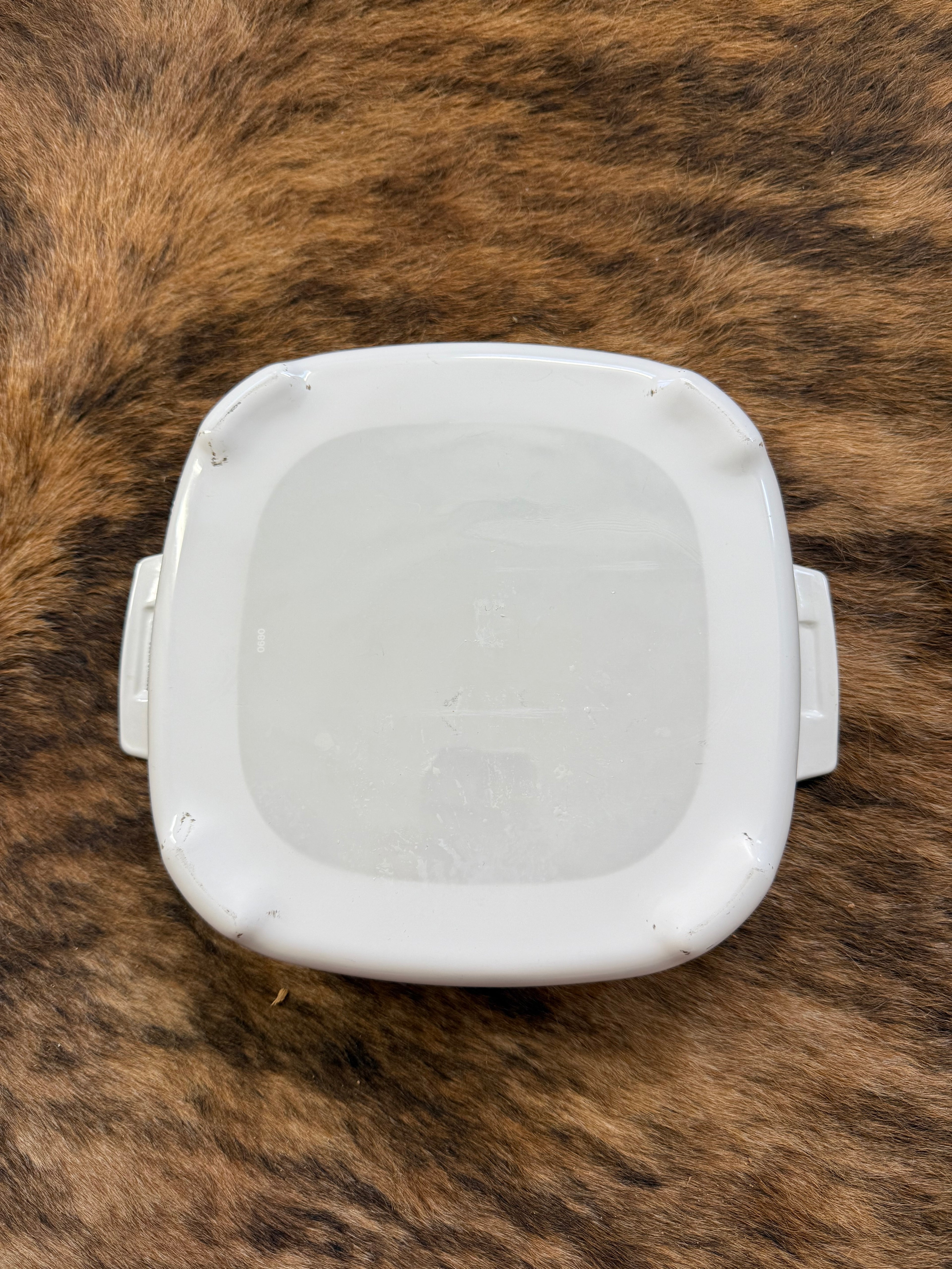 Vintage 70’s Corning Ware White Square Ceramic Microwave Dish