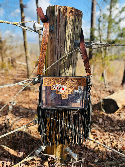 Clear Cards Tooled Crossbody