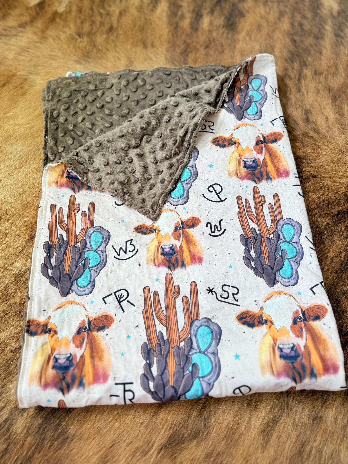Turquoise Cattle Baby Blanket