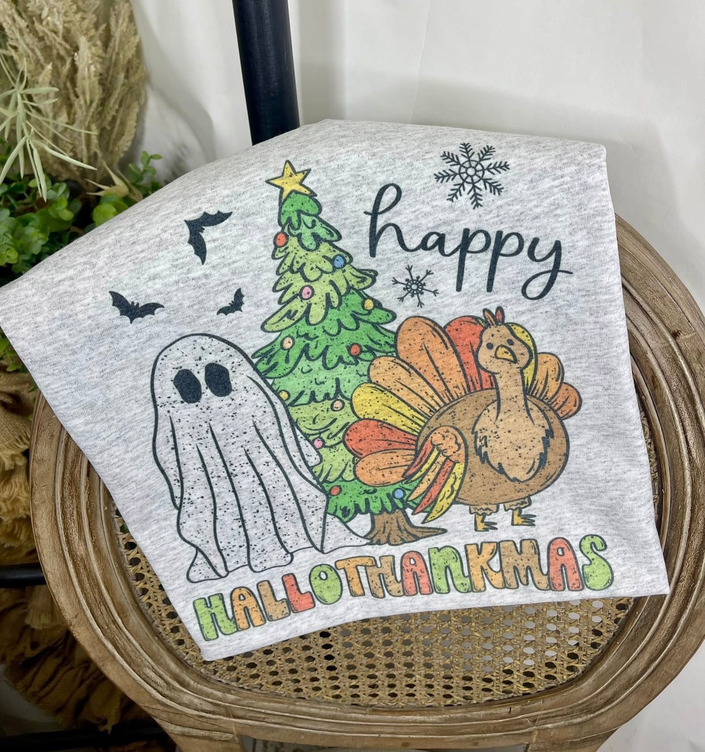 Happy HalloThanksMas Tee