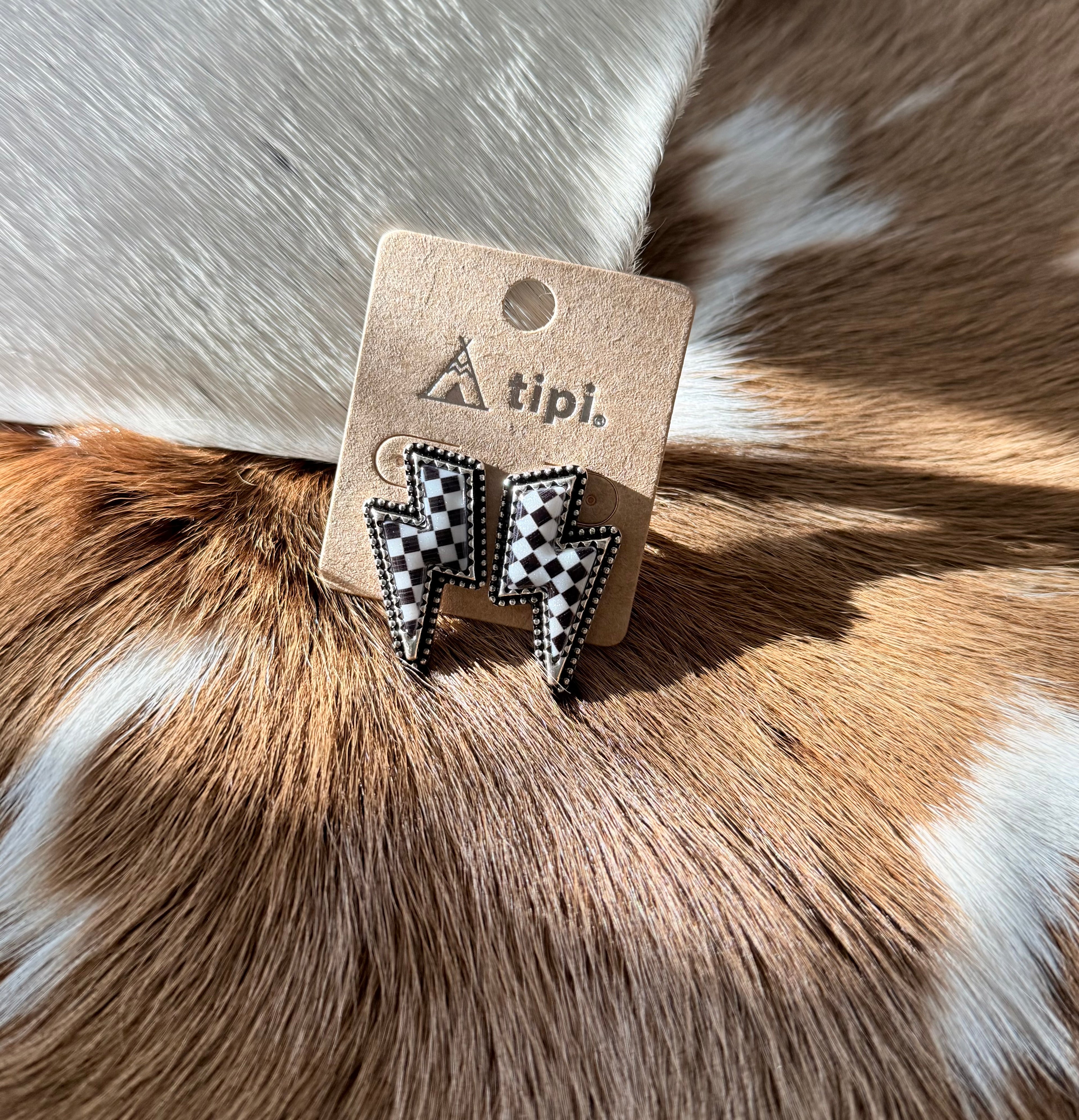 Checkered Bolt Earrings