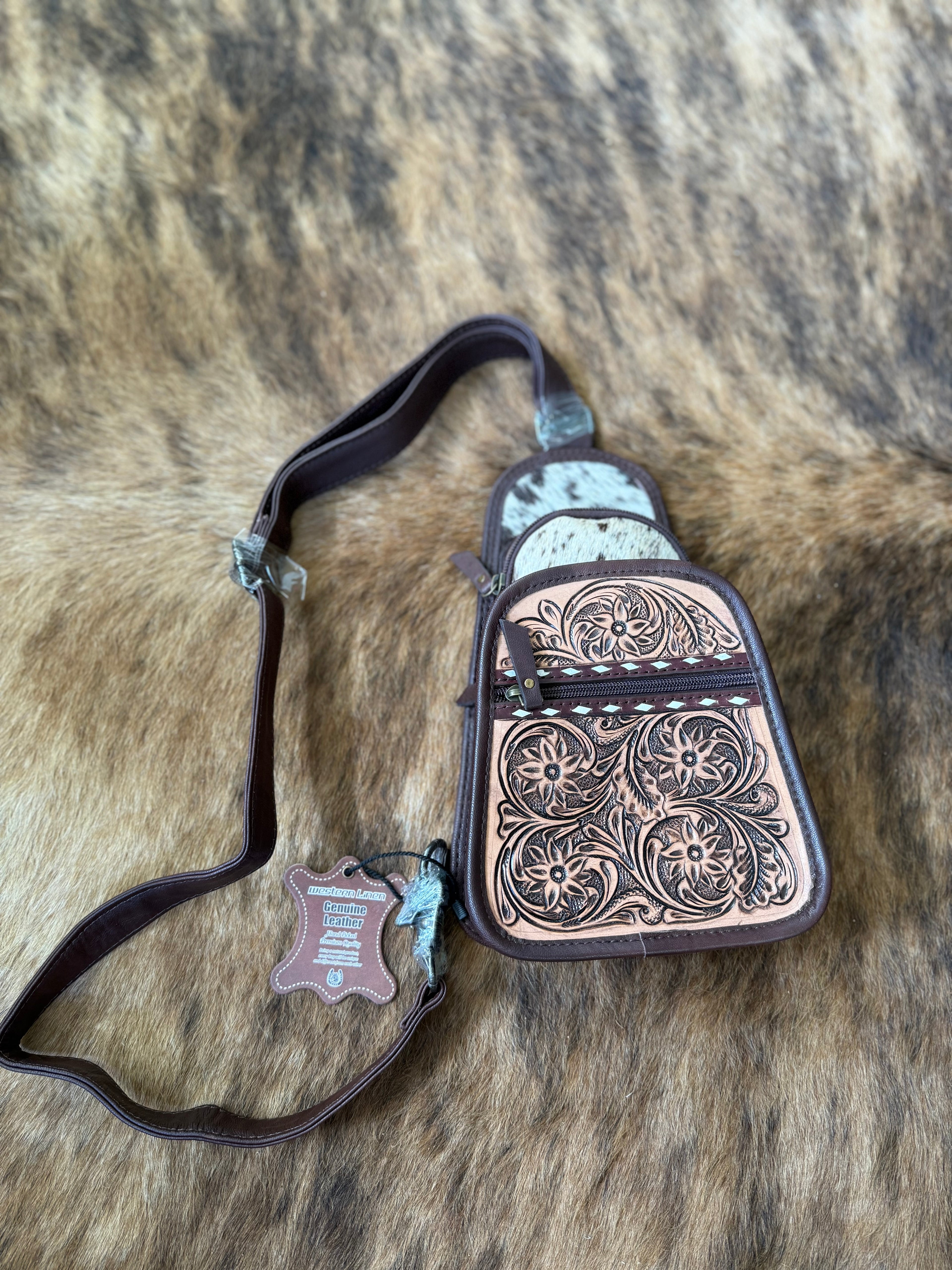 Tooled Sling Bag