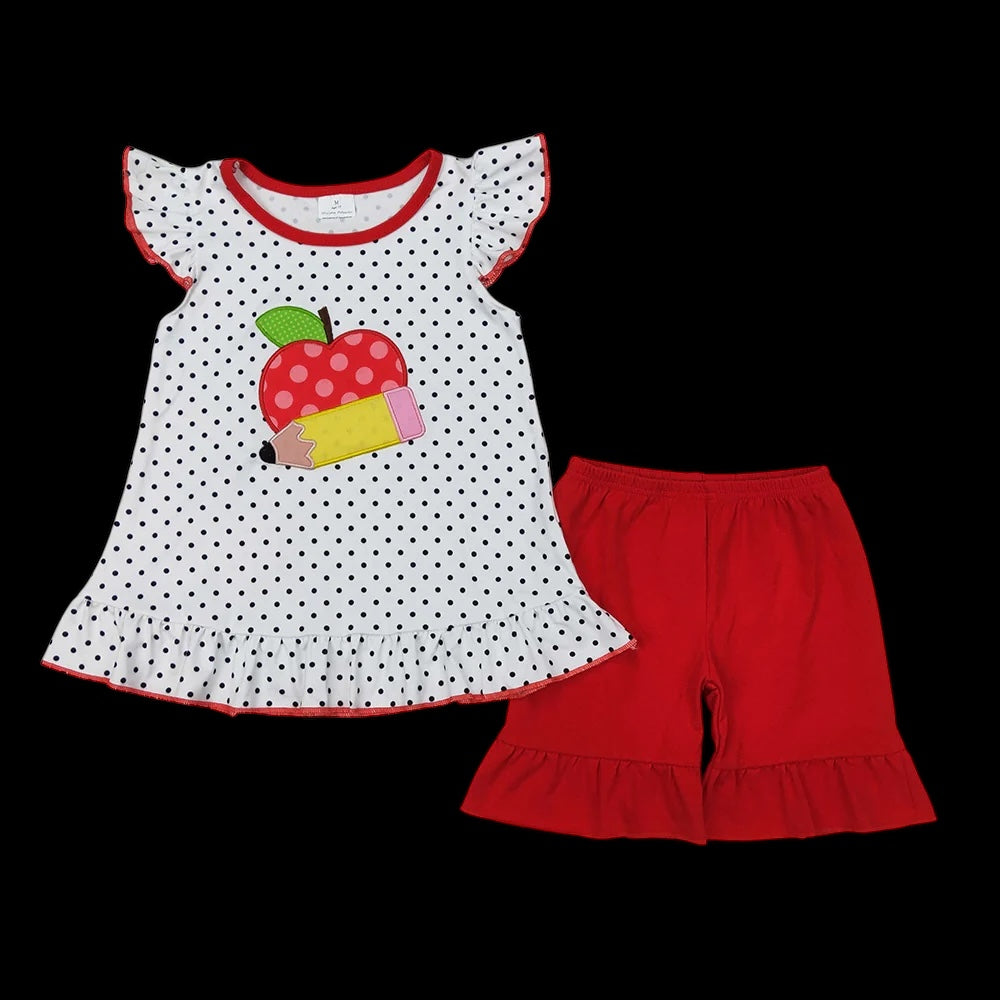 Polka Dot Apple Shorts Set