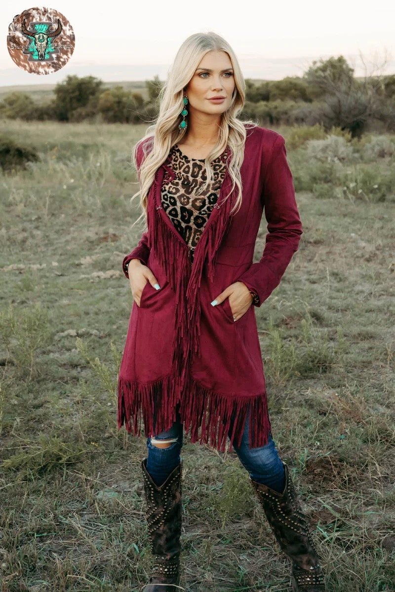 Suede Wine Cardigan
