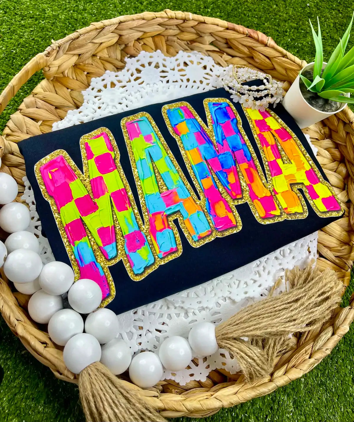 Neon Checkered Mama Tee (DTF)