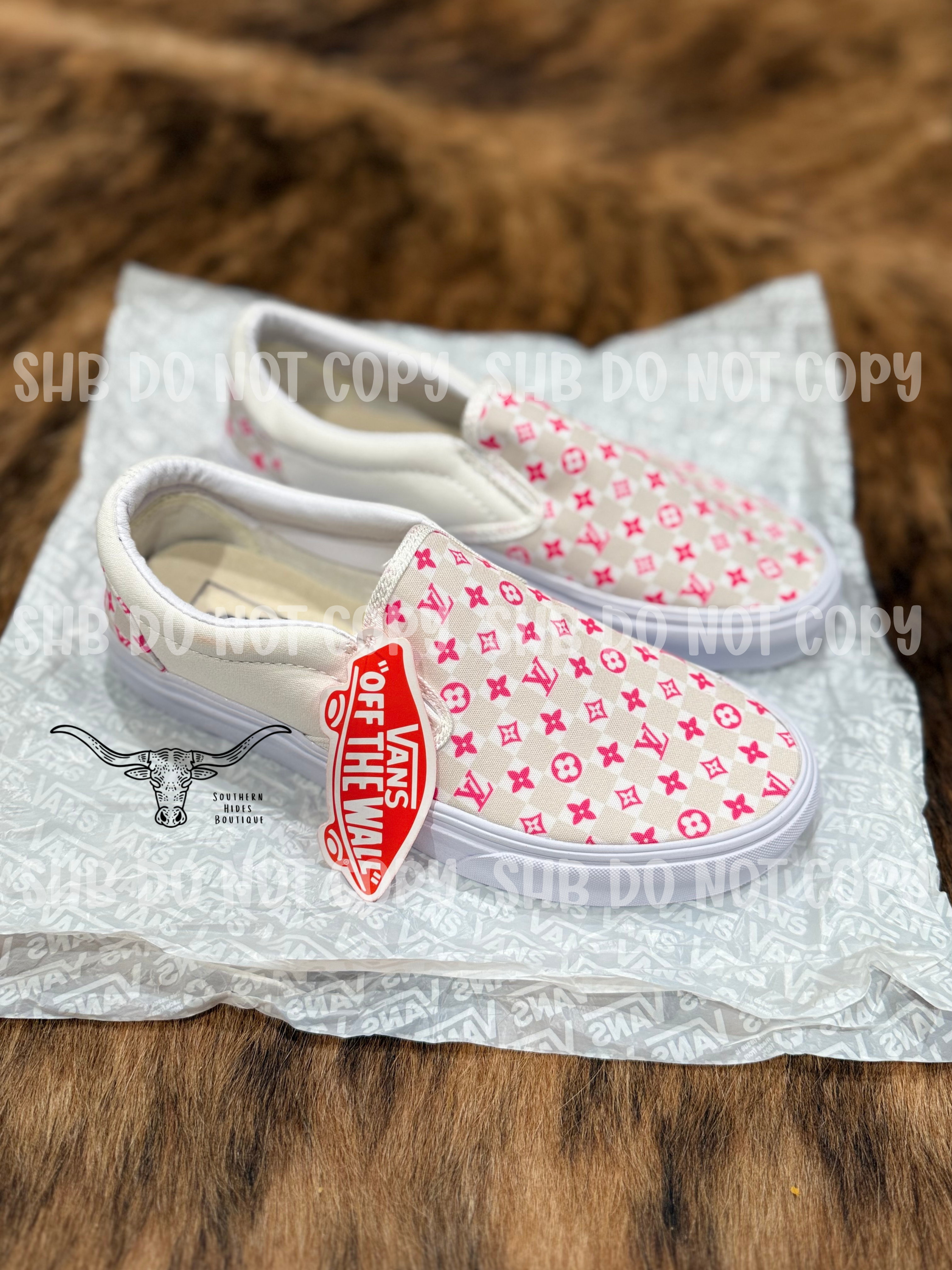 Checkered Pink Slip Ons **PRE ORDER**