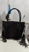 Turquoise Beaded Fringe Tote