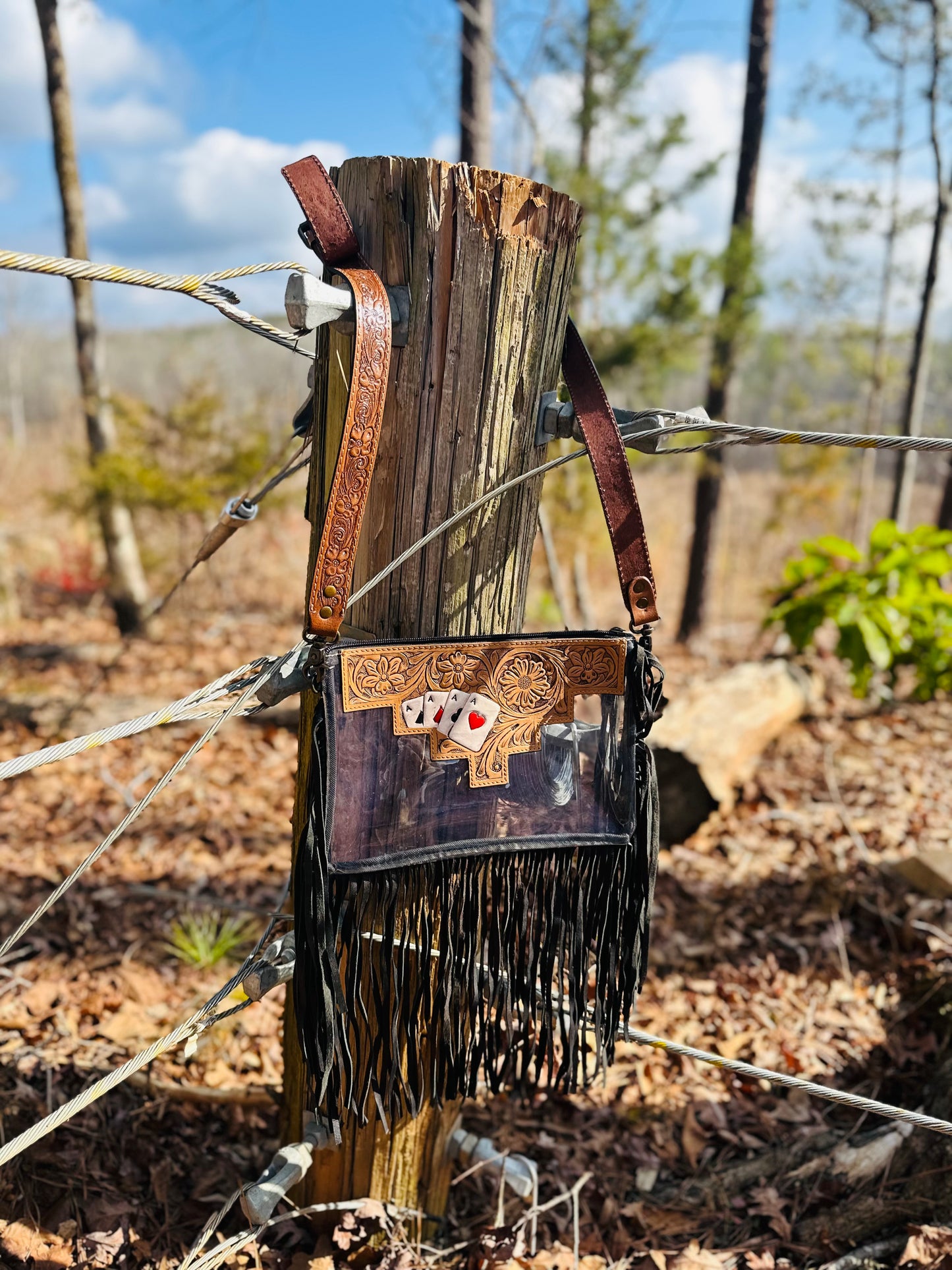 Clear Cards Tooled Crossbody