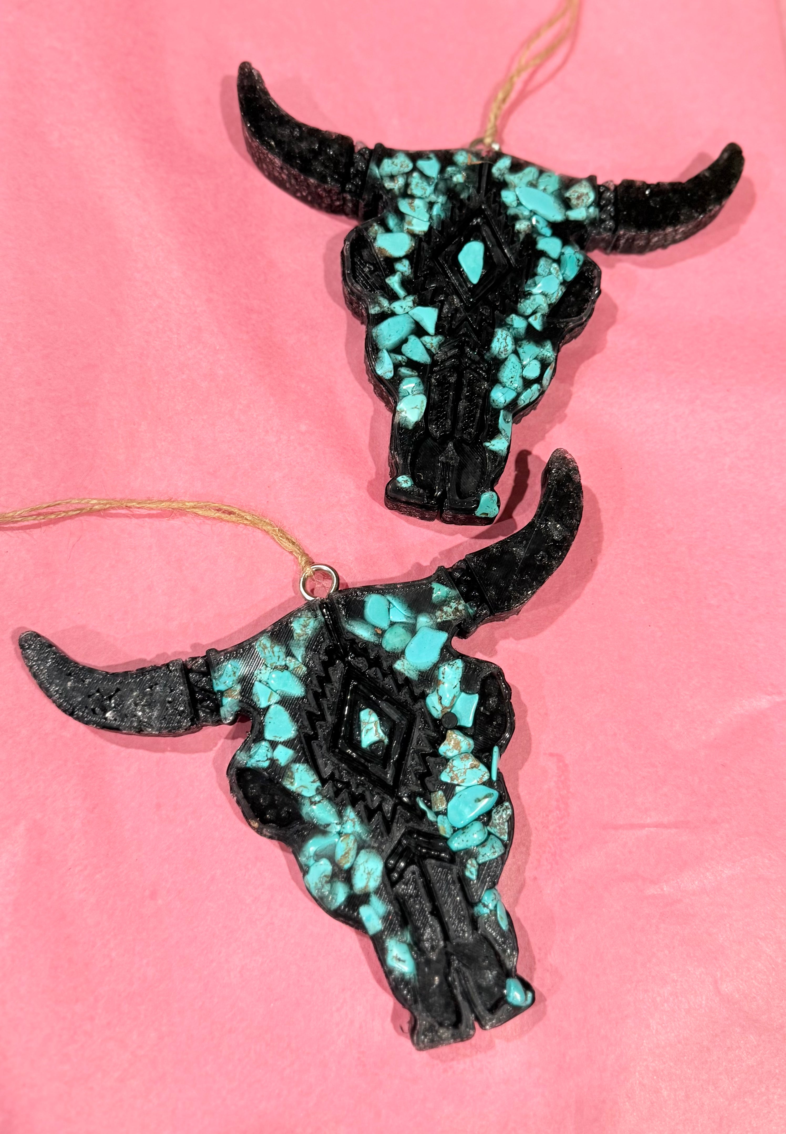 Turquoise Bull Skull Freshie