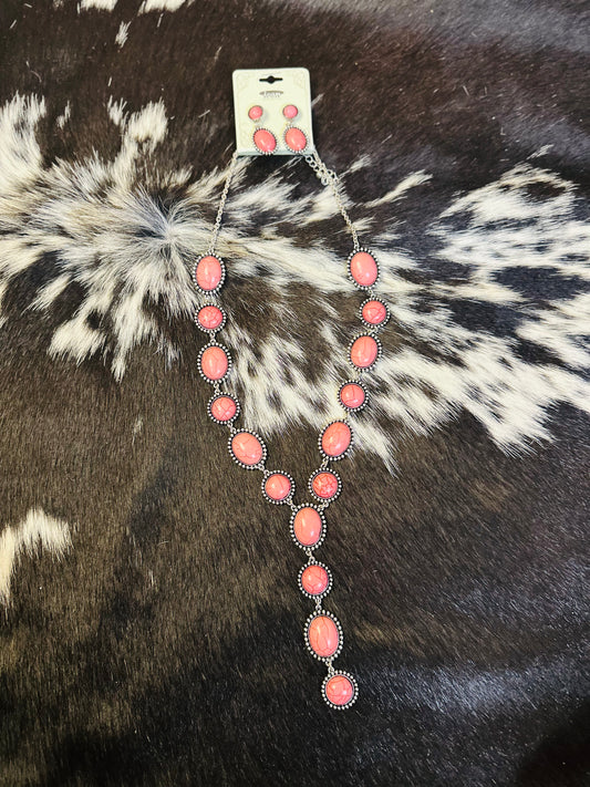 Pink Y Necklace Set