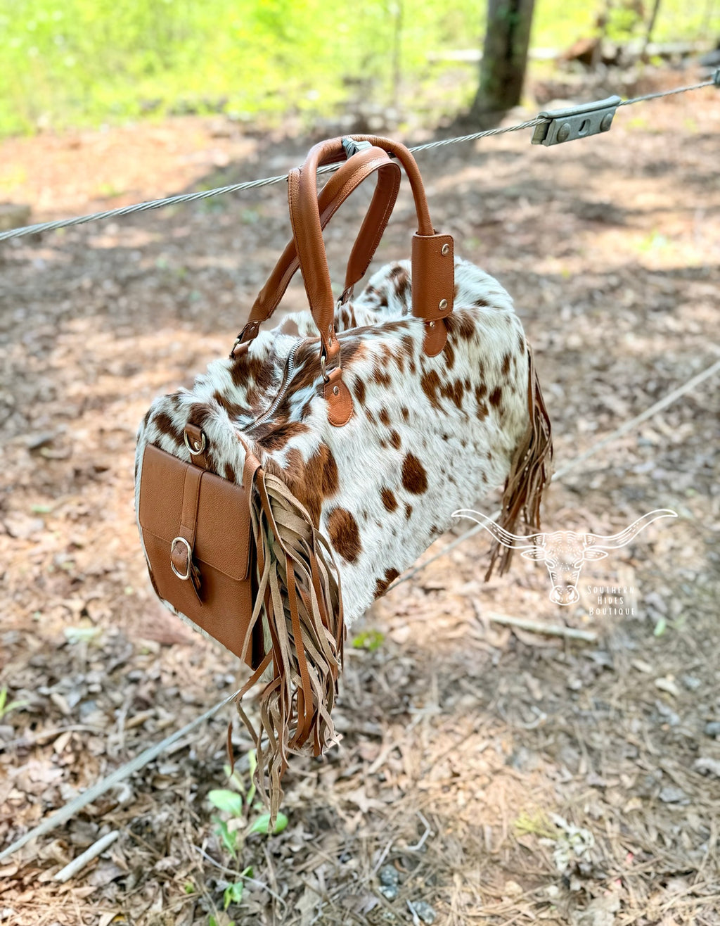 Cowhide Fringe Weekend Duffle
