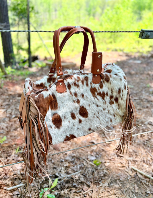 Cowhide Fringe Weekend Duffle