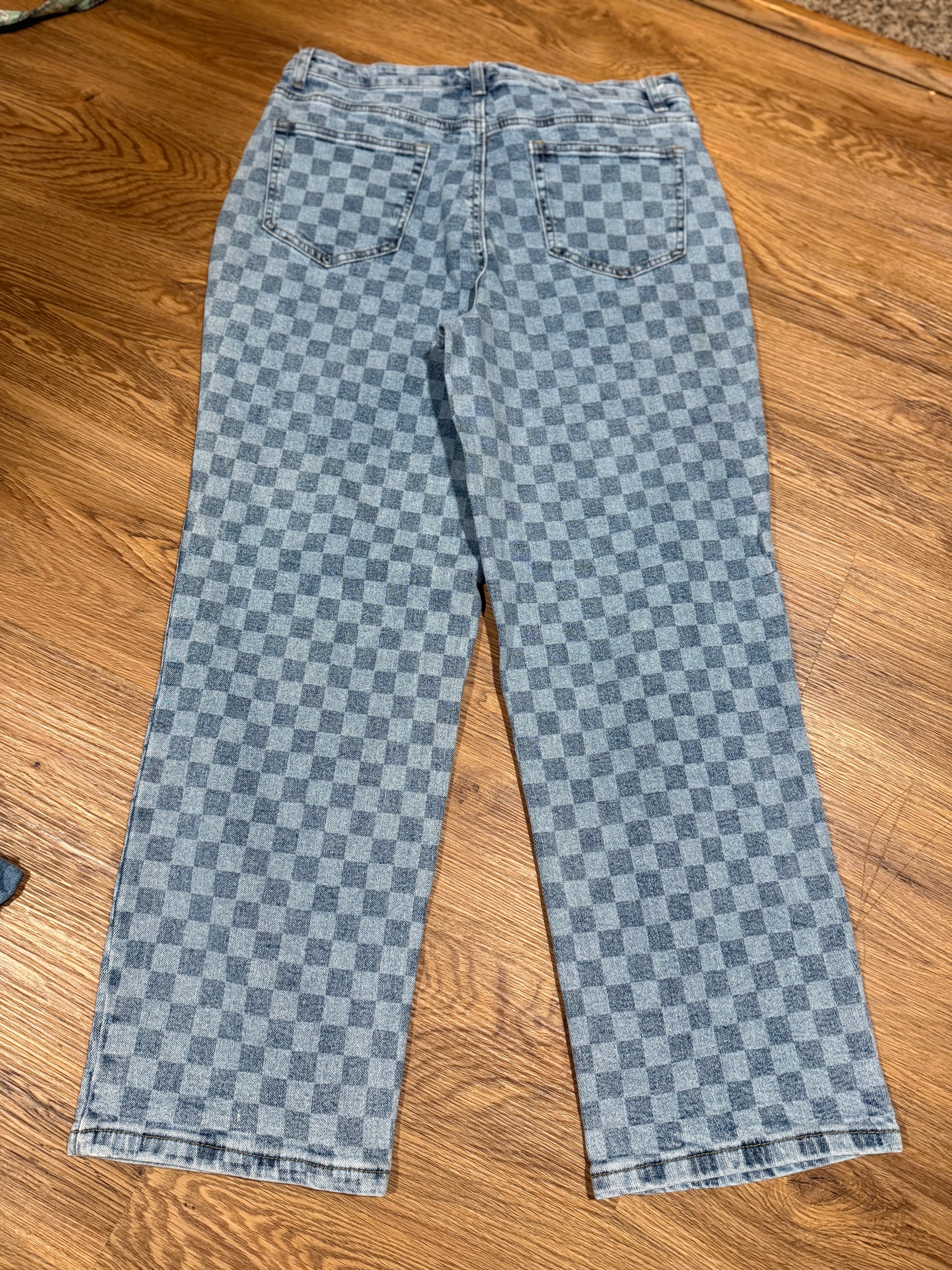 Checkered Wide Leg Jeans Size 11