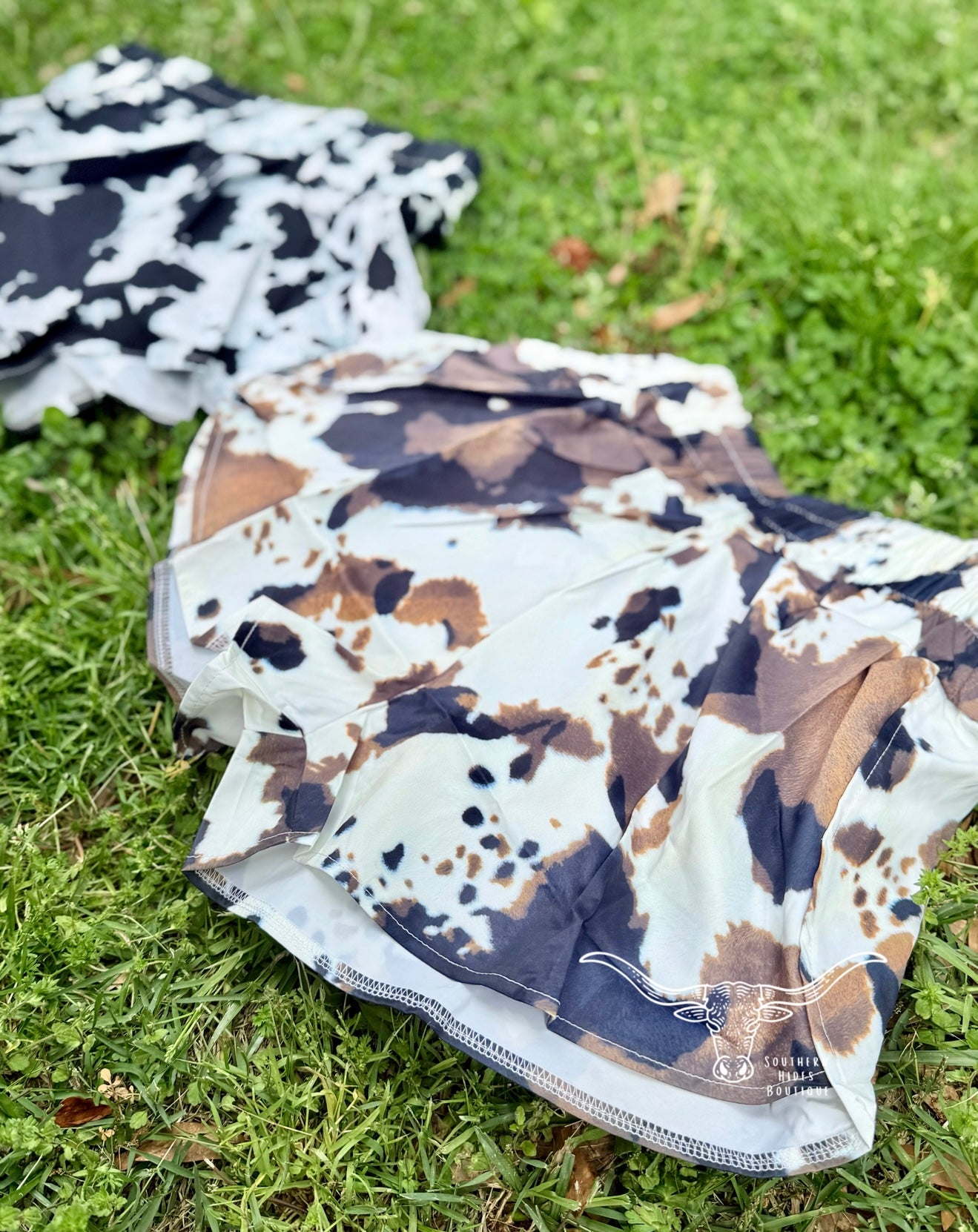 Cow Print Athletic Shorts Black Cow Medium - Main Image