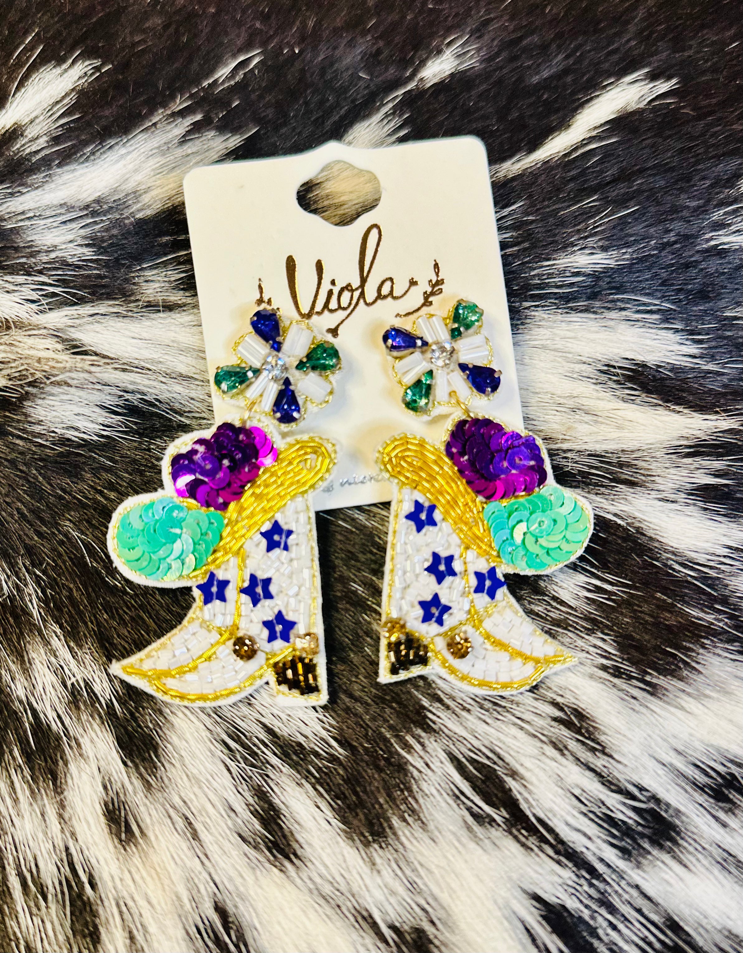 Mardi Gras Boot Earrings