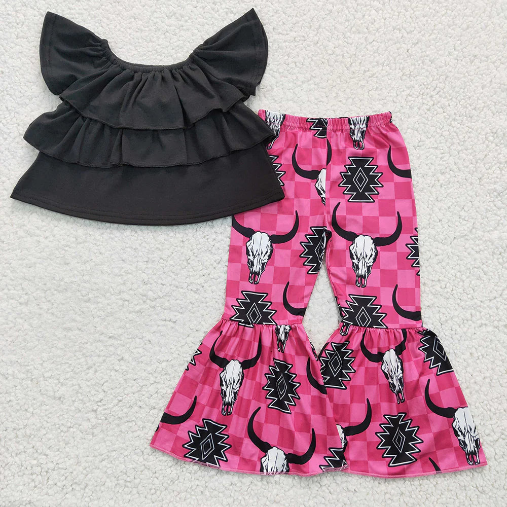 Pink Longhorn Bell Bottom Set