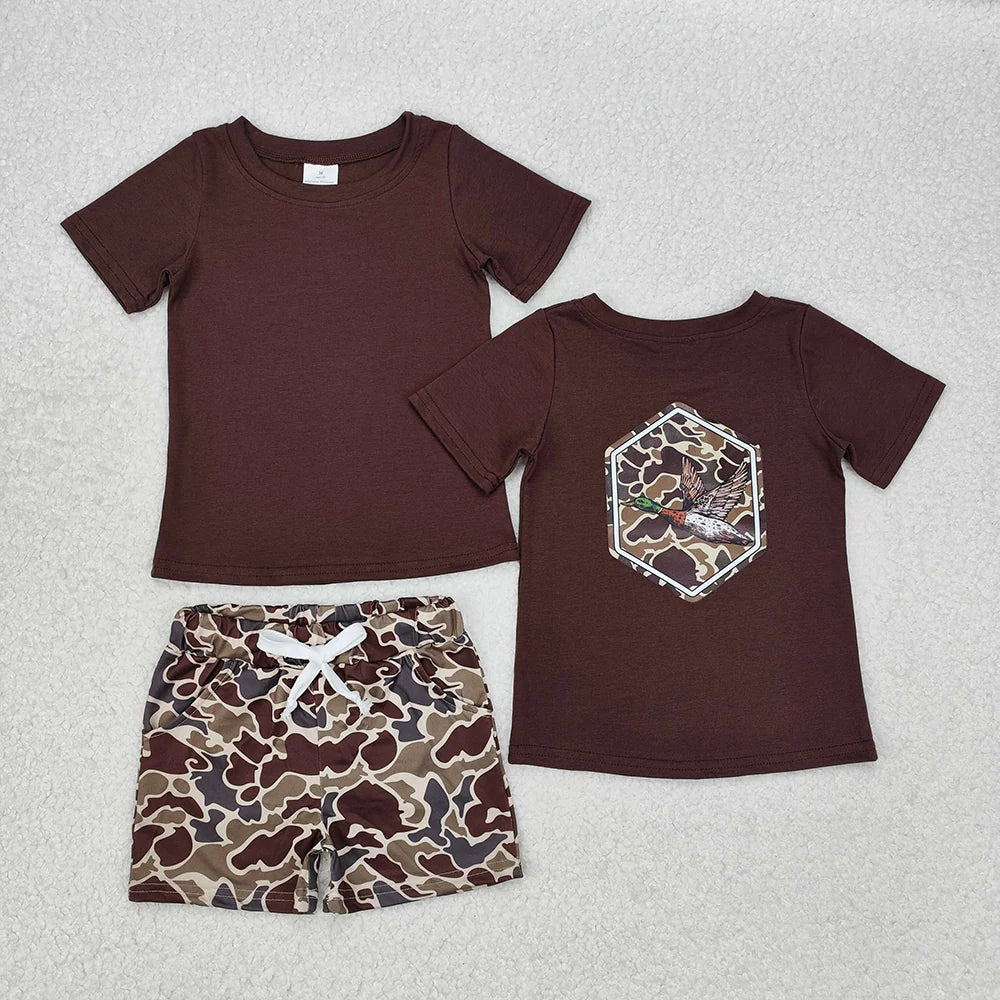 Brown Camo Shorts Set