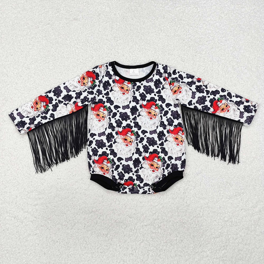 Cowprint Santa Fringe Onesie **PRE ORDER**