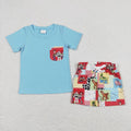 Patchwork Cartoon Shorts Set
