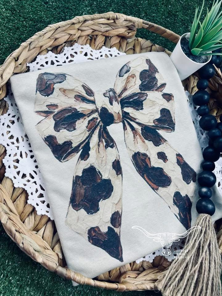 Cow Print Bow Tee