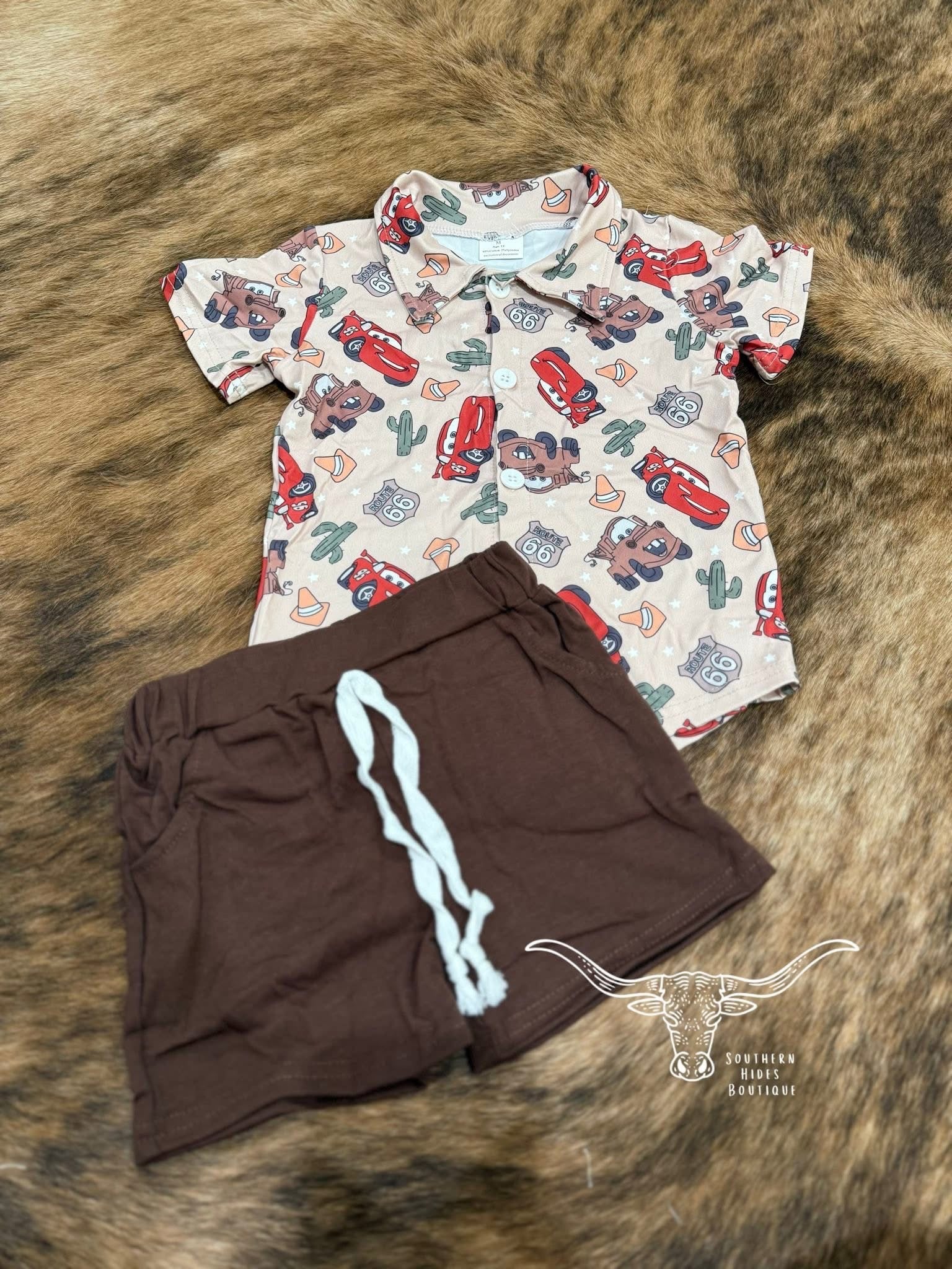 Cars Collared Shorts Set **PRE ORDER**