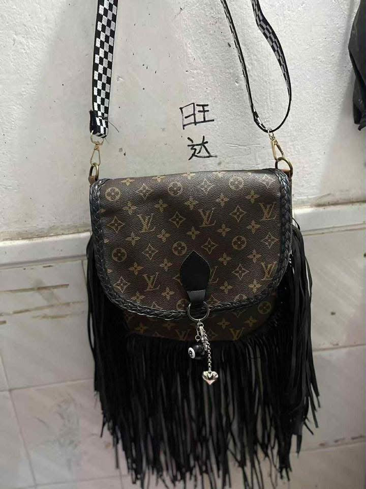 Checkered Fringe Bag