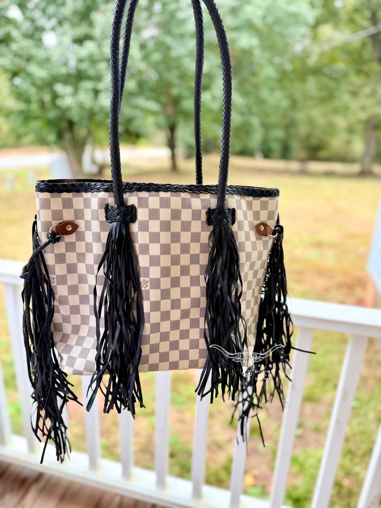 White & Black Fringe Bag