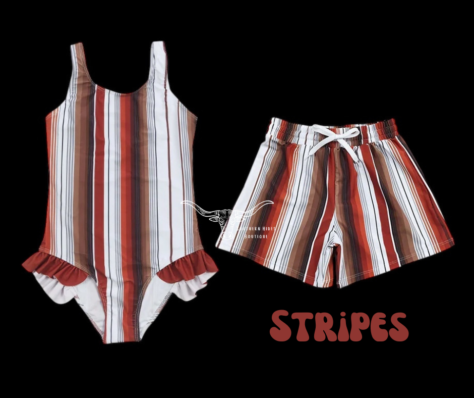 Kid’s Western Stripe Swimsuits *Pre Order*