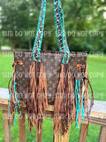 Turquoise Leopard Fringe Bag *PRE ORDER*