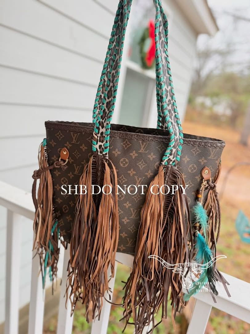 Turquoise Leopard Fringe Bag *PRE ORDER*