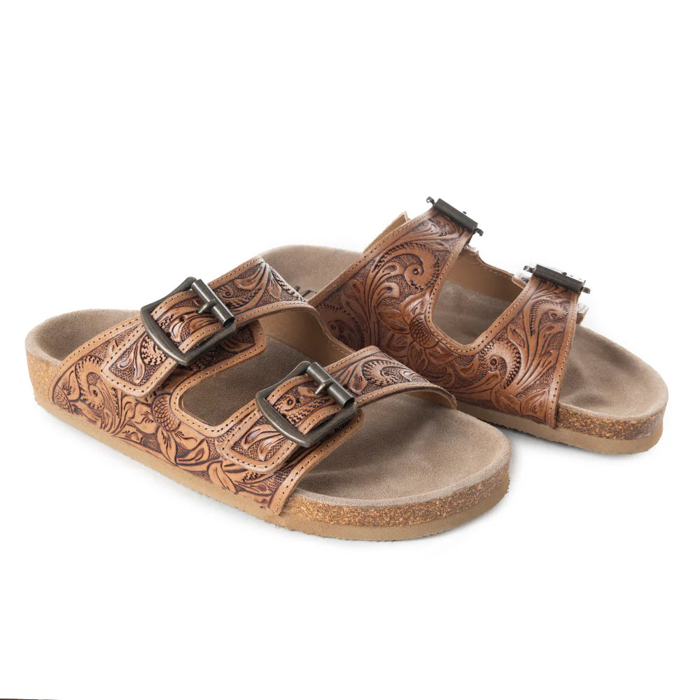Footo Tooled Leather Sandals